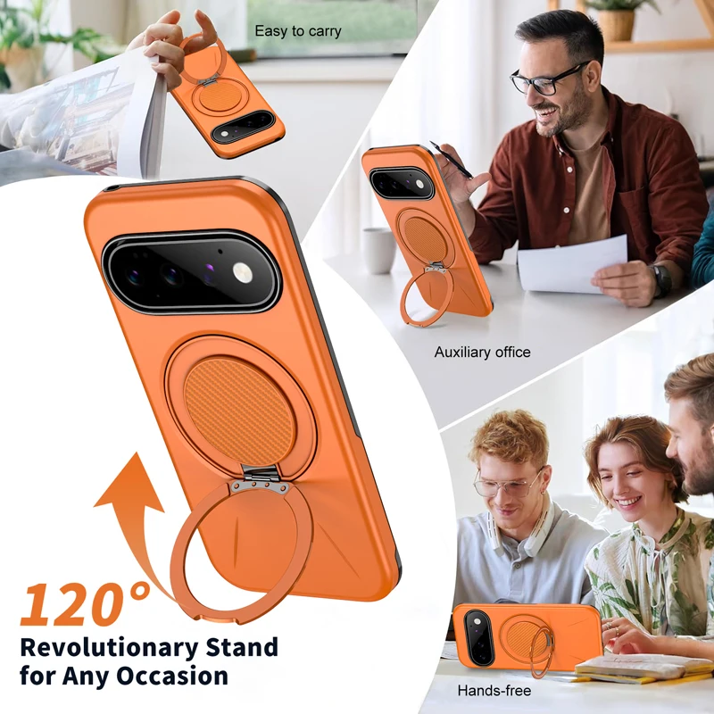 Enhance your phone's protection and style with the ELVEV Magnetic Shockproof Phone Case featuring a Rotating Ring Bracket.