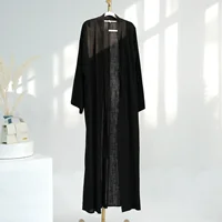Eid Ramadan Muslim Women Jersey Linen Open Abaya Kimono Long Maxi Dress Turkey Dubai Islamic Arab Robe Cardigan Jalabiya Caftan