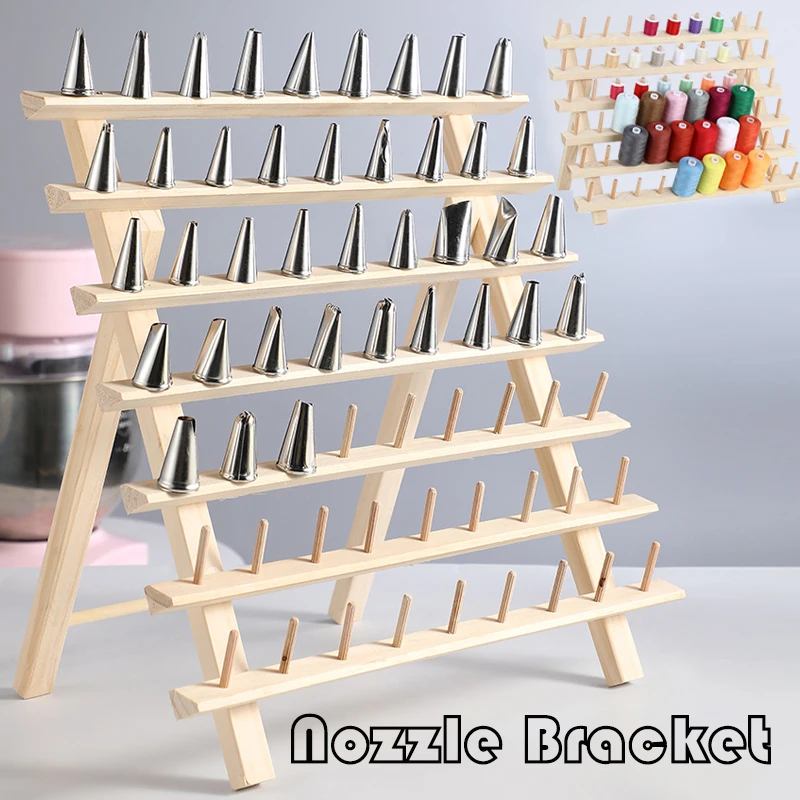 Thread Holder Wall Mount 32 Thread Display Large Spools Holder Sewing  Thread Rack with Hanging Hook for Embroidery, Knitting, Cross Stitch 