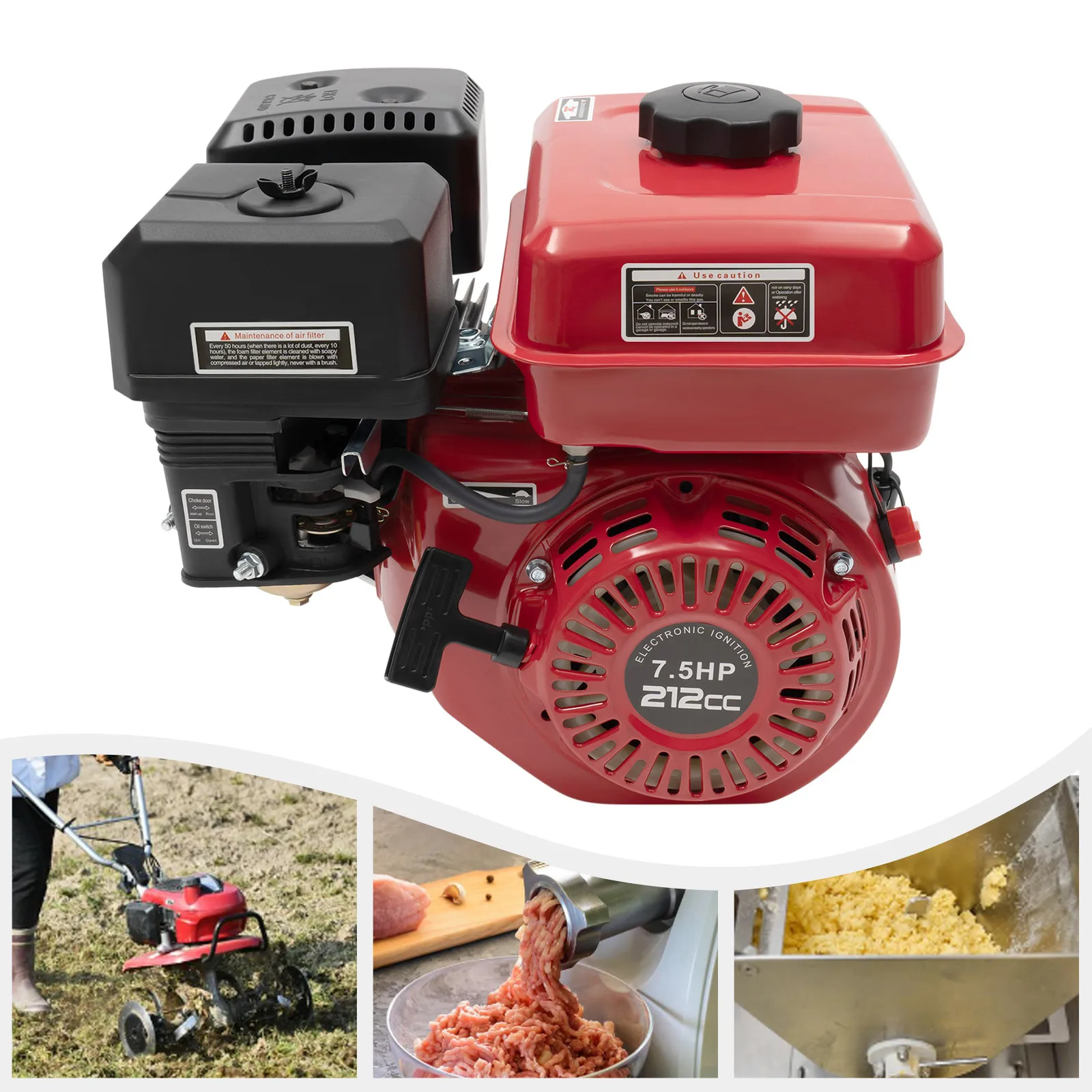 

7.5HP 4 Stroke 212CC Gas Engine Gasoline Powered Engine Motor Pull Start Air Cool 3000W 3600rpm for Home Use