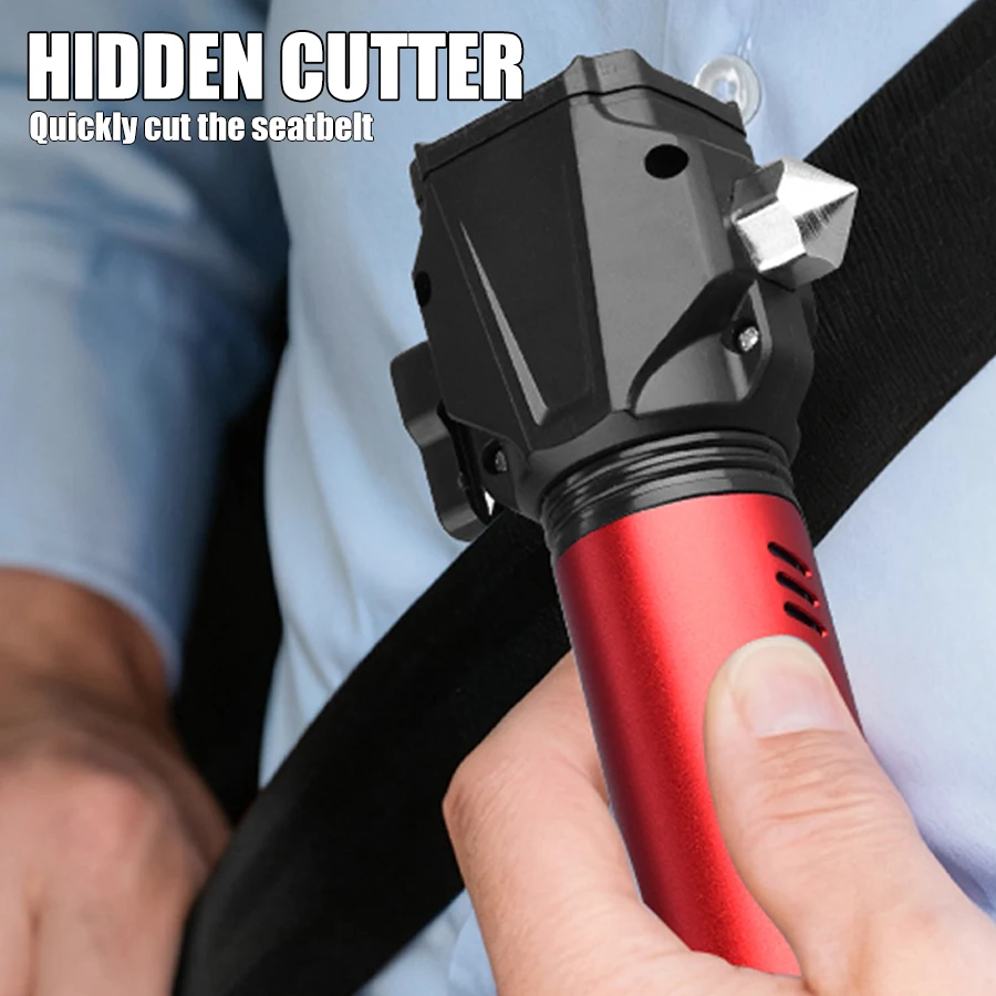 다기능 전술 손전등, 고출력 LED + COB USB 충전, 안전 망치, 비상용 방수 알루미늄 토치