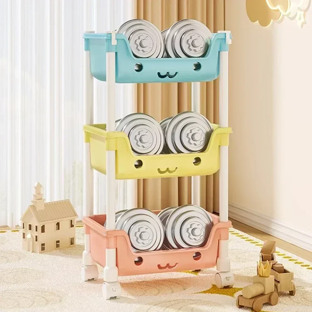 Storage rack Kitchen storage cart 4 Layer Toy Storage Trolley Bookshelf Snack Rack For Kid Storage Organizer Bathroom Accessories Closet Organizer Kitchen