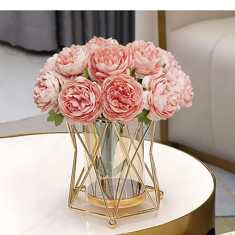 

Accessories Vase Transparent Arrangement Wedding Geometry Golden Creativity Flower Metal Frame Glass Hydroponics