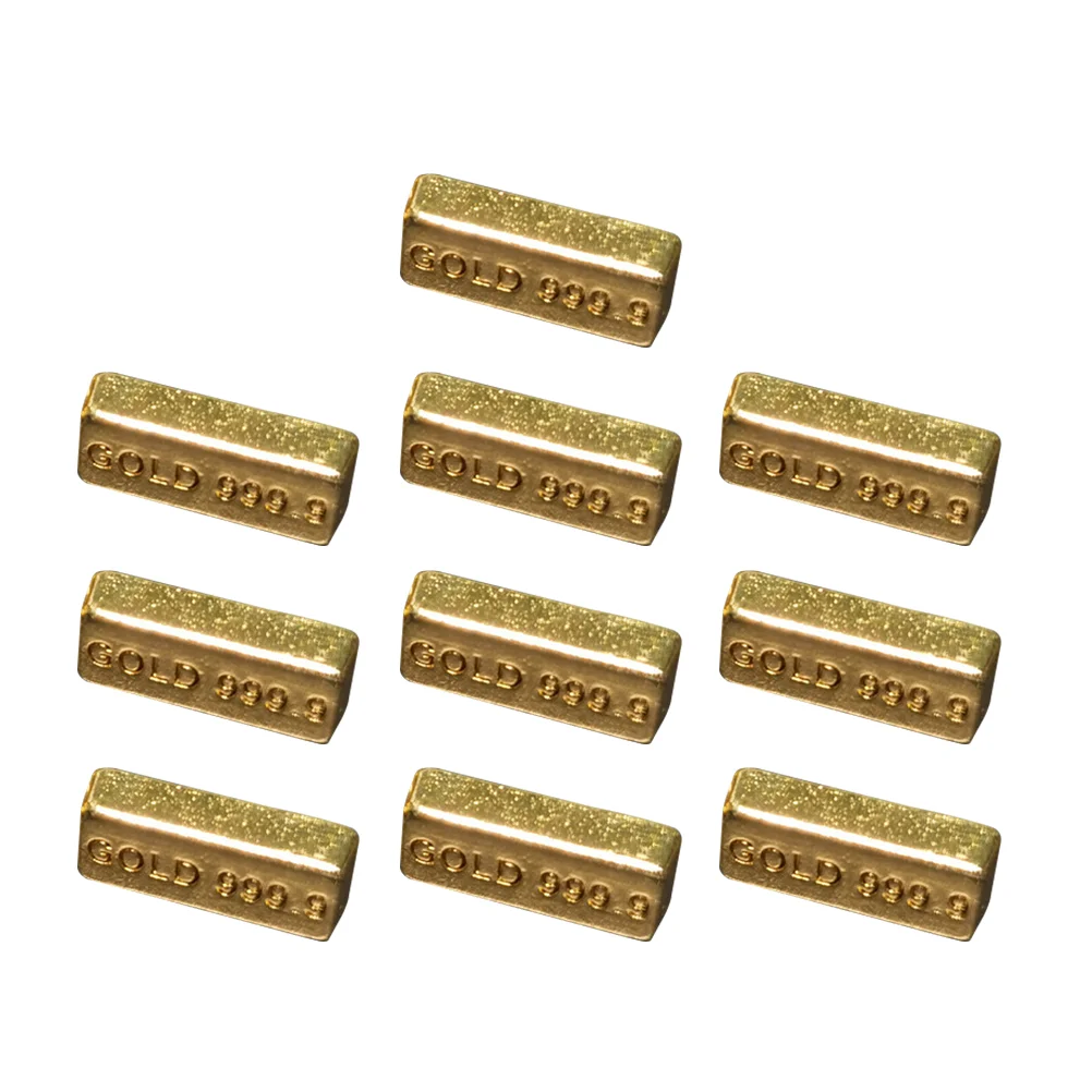 

10pcs Mini Gold Bullion Model Dollhouse Mini Fake Gold Brick Miniature Gold Bar