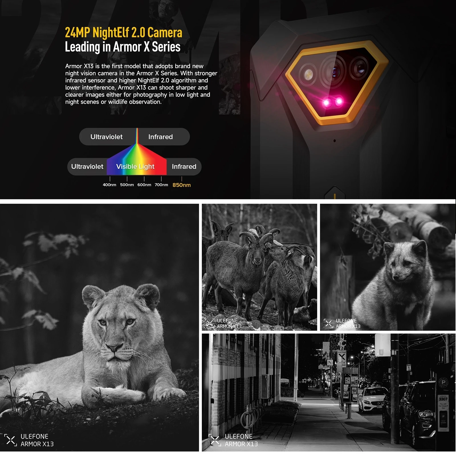 Ulefone Armor X13 6GB+64GB IP68/IP69K Rugged Global Version 6.52 inch Android 13 MTK Helio G36 NFC Unlock Cellphon