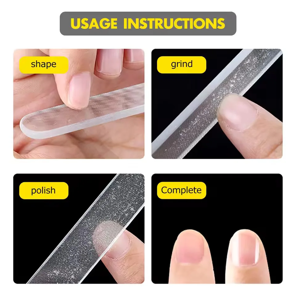 Glass Nail File for Natural Glass Nail Shiner 1/8Pcs Upgrade Nails Nano Nail Buffers Crystal Shine Polisher, Professional Manic