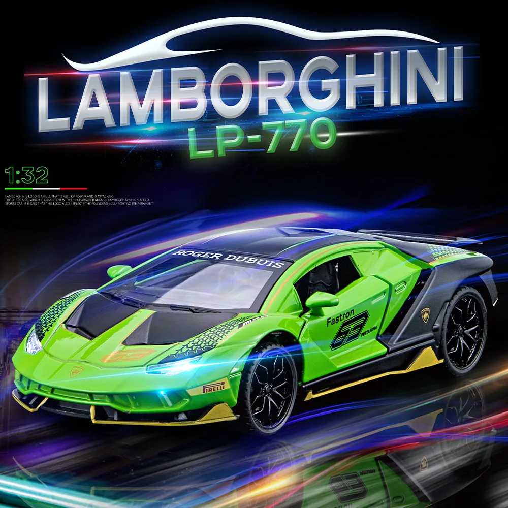 

1:32 Lamborghini LP770-4 спортивный автомобиль, имитация литая металлическая модель автомобиля из сплава, со звуком и светом, коллекционная детская игрушка, подарок