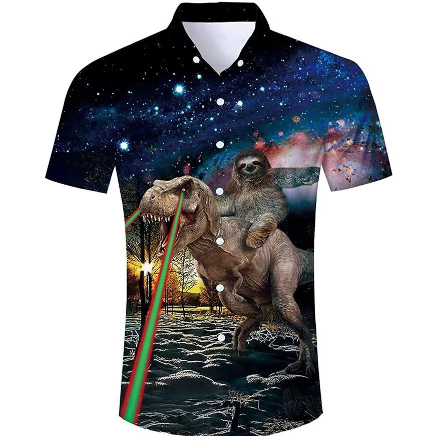 Hawaiian Shirts for Men War Theme Submarine Shirts Beach Short Sleeve Summer Casual Button Up Hawaii
