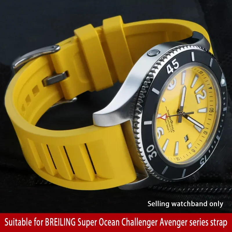 Per Breitling Avenger Cinturino In Fluorurubber 20Mm 22Mm Nero Blu Rosso Giallo Bracciale Accessori Per Orologi In Gomma Siliconica