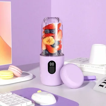 Portable Blender with Lid 500ML Rechargeable Wireless Orange Juicer 16 Stainless Blades USB Smoothie Vegetables Fruits Mixer 1