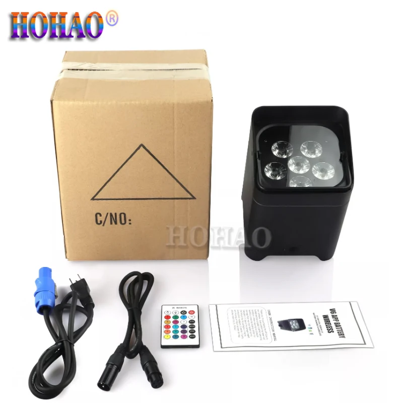 

HOHAO 10X 6*18W RGBWAUV Battery Wireless Remote Uplights Dmx Par Stage Led Lighting For Disco Wedding Show Christmas Wall Washer