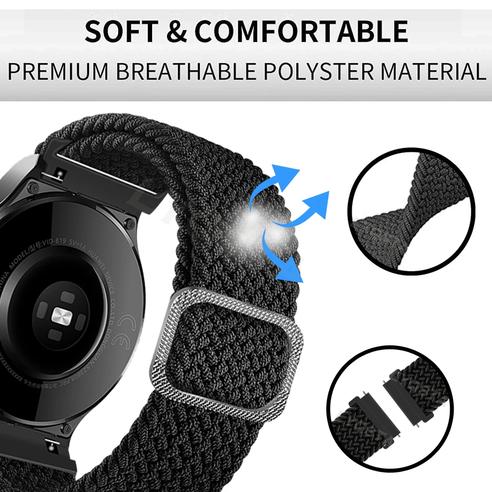 Premium 22mm Nylon Smartwatch Band Bracelet