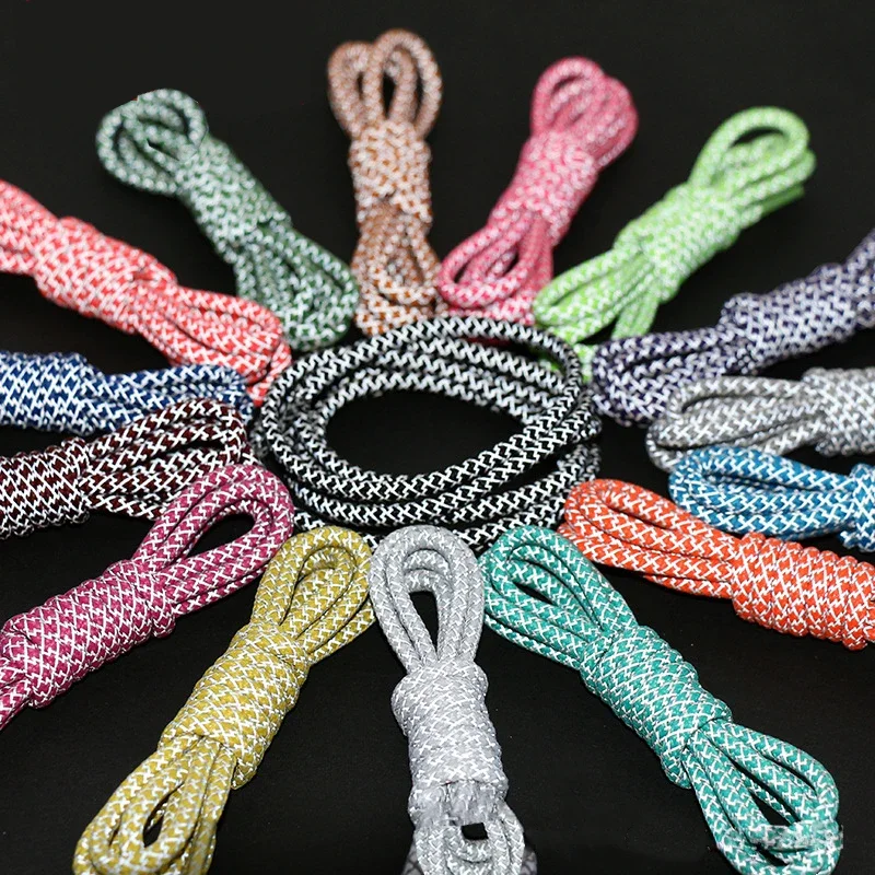 1Pair Women Men Shoelaces Reflective Round Rope Shoe Laces for Kids and Adult Sneakers Shoelace Fluorescent Sneaker Cords