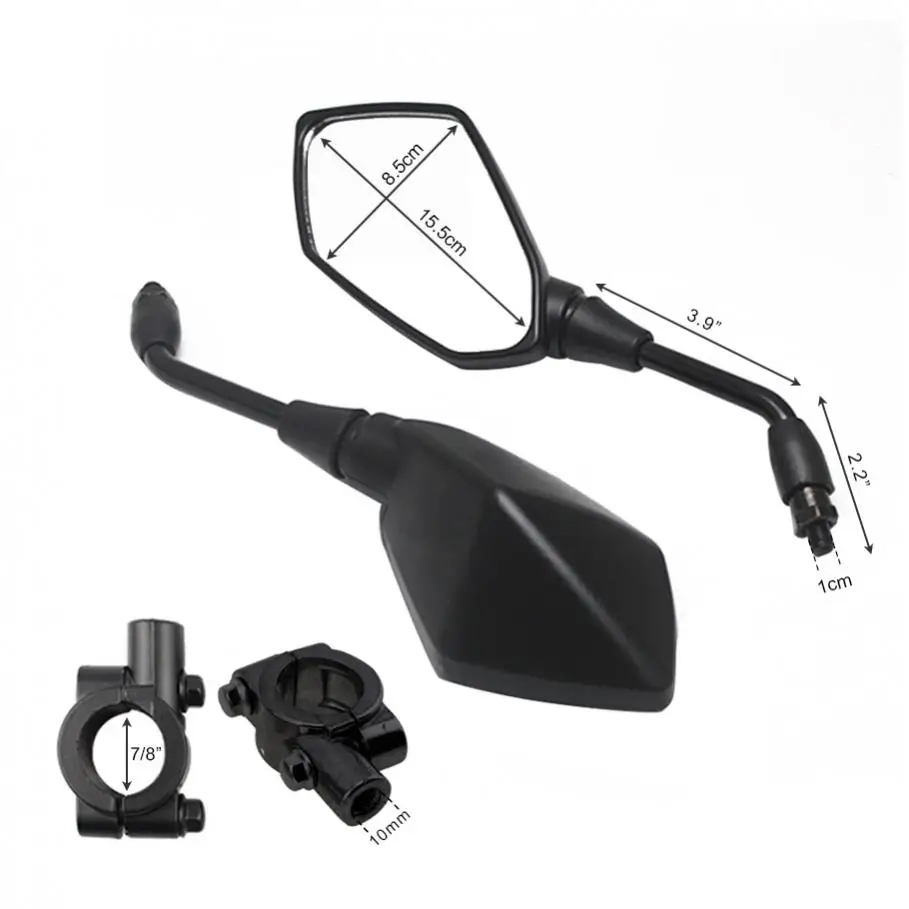Universal Motorcycle Convex Rear View Mirror10mm Bolt Handle Bar Mount Clamp Fit for Cruiser Suzuki Victory Honda