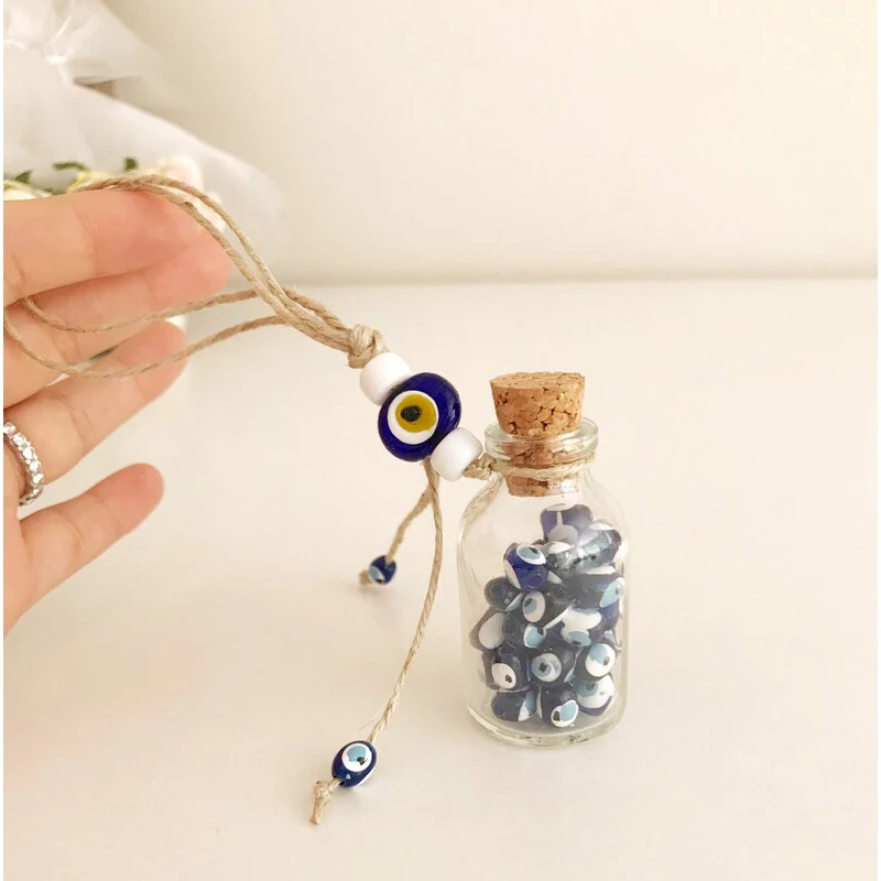 Wedding Favors For Guests Mini Bottle Wedding Favors Evil Eye Beads Greek Cork Bottle Favors Rustic Macrame Wall Decor Gift 5