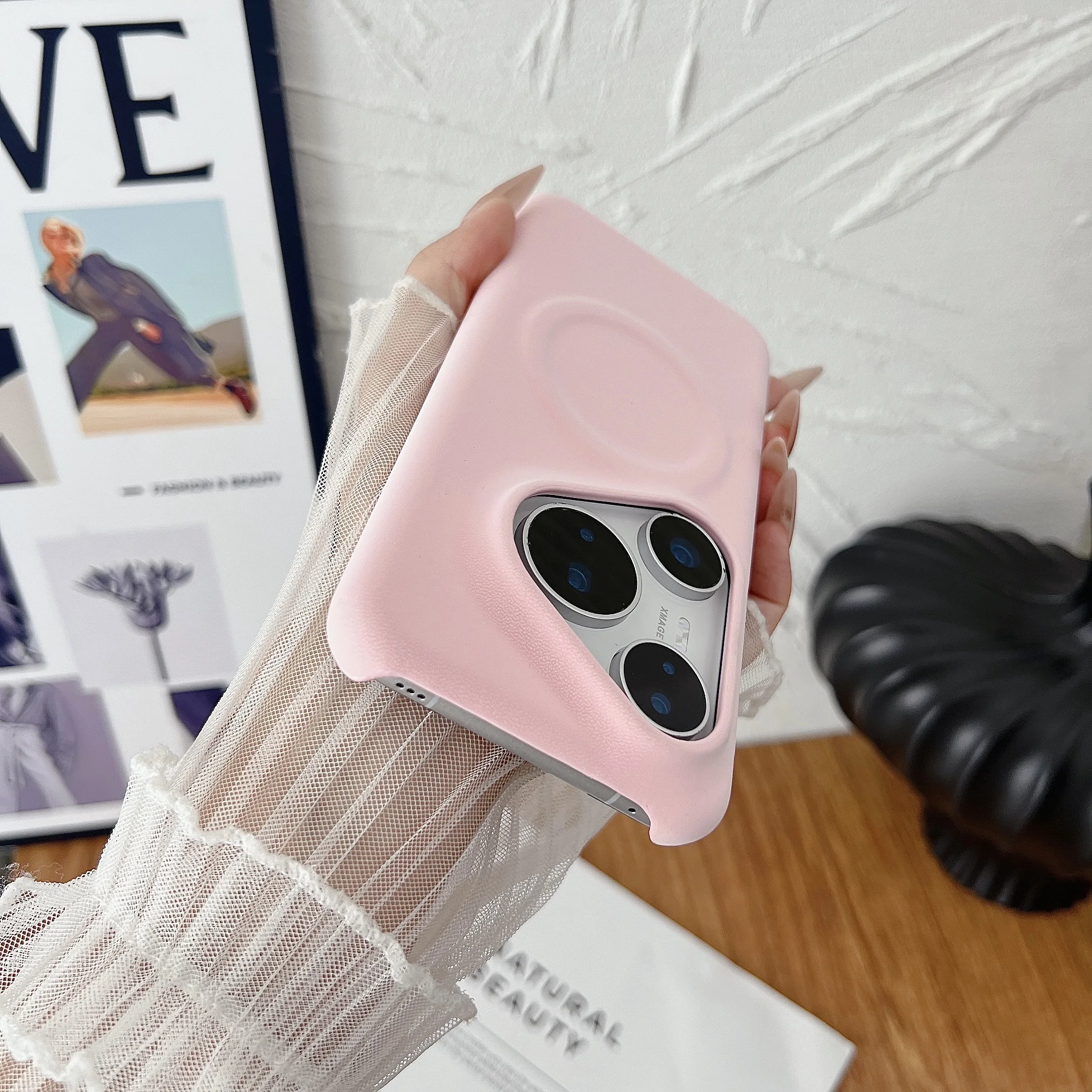 Luxury Frameless Leather Magnetic Case with Magsafe-Compatible Matte Finish