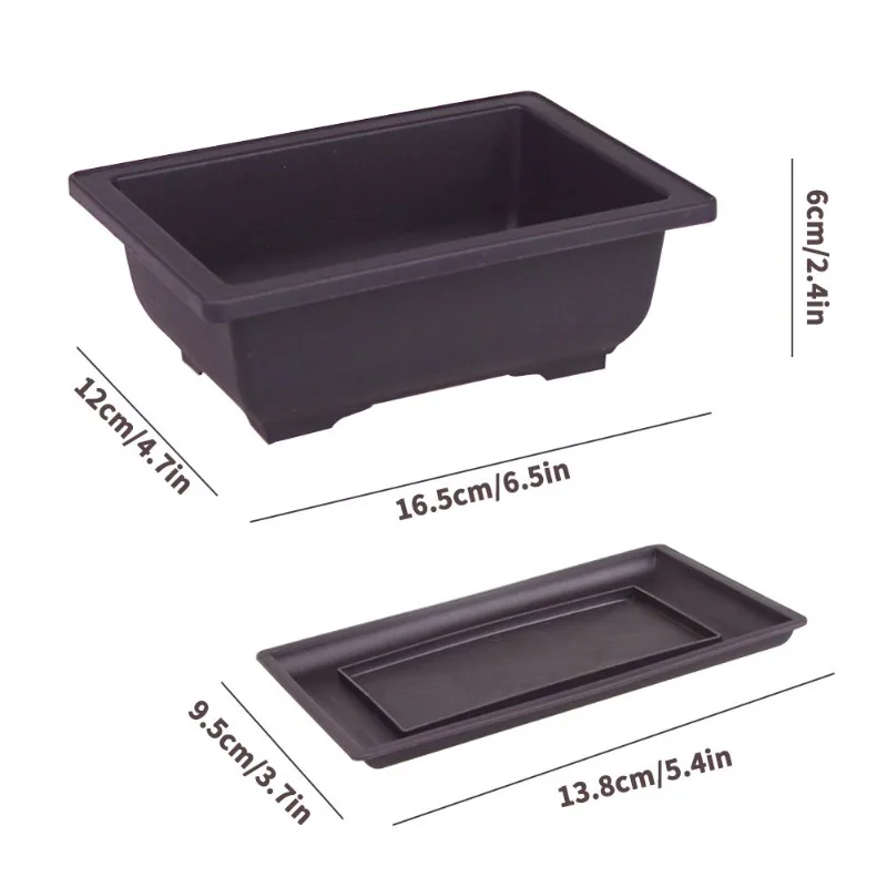 5Sets Plastic Plant Pots With Square Trays For Flower Succulent