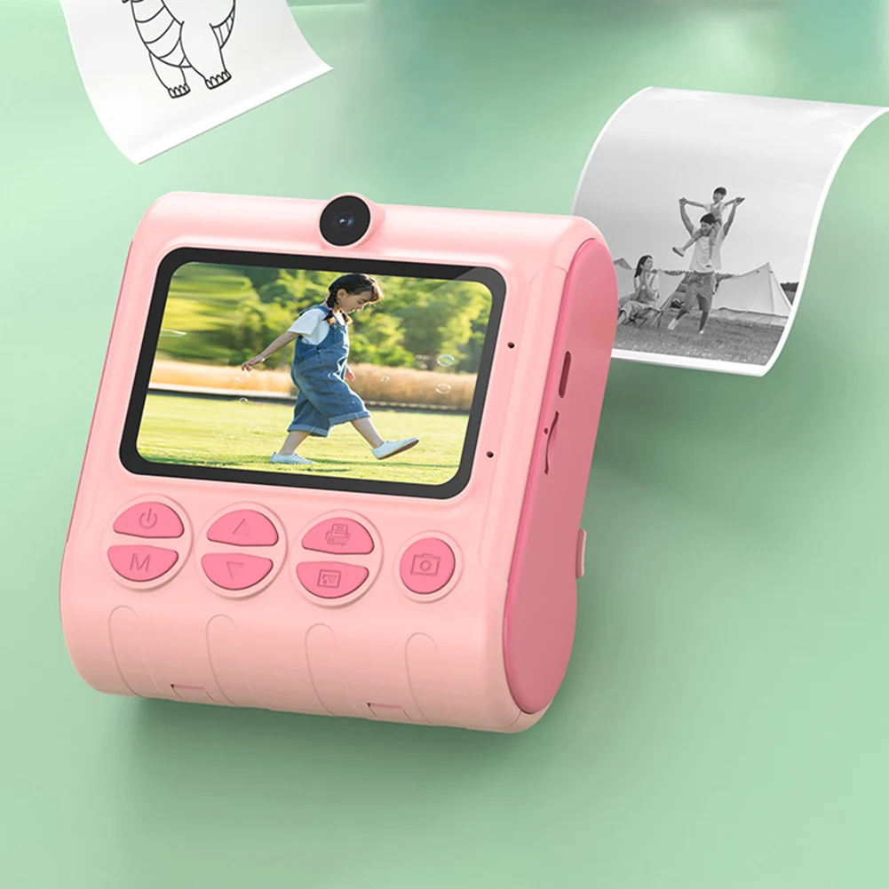 어린이용 즉석 인쇄 카메라, 비디오 카메라, 어린이 셀카 카메라 장난감, 인화지 3 롤, 미니 열전사 프린터, 46MP, 1080P