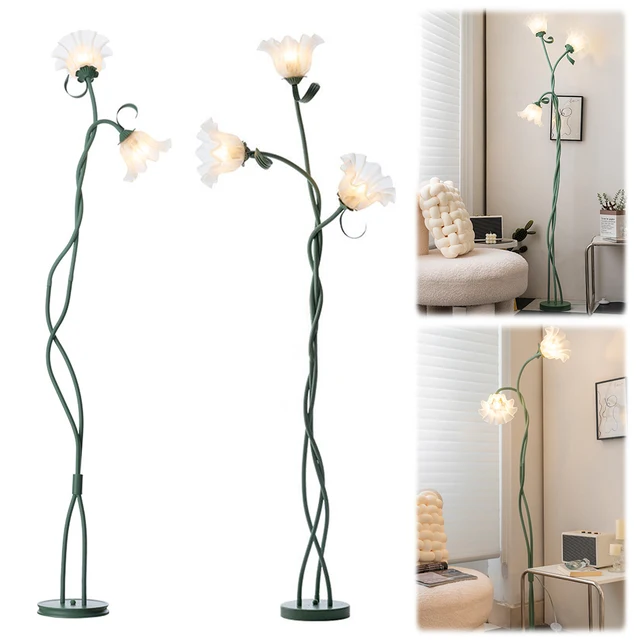 Lily Floor Lamp Modern LED Corner Lamp 3 Light Colors Vintage Rural Floor Lamp Lily of The Valley Standing Lamp for Home Decor