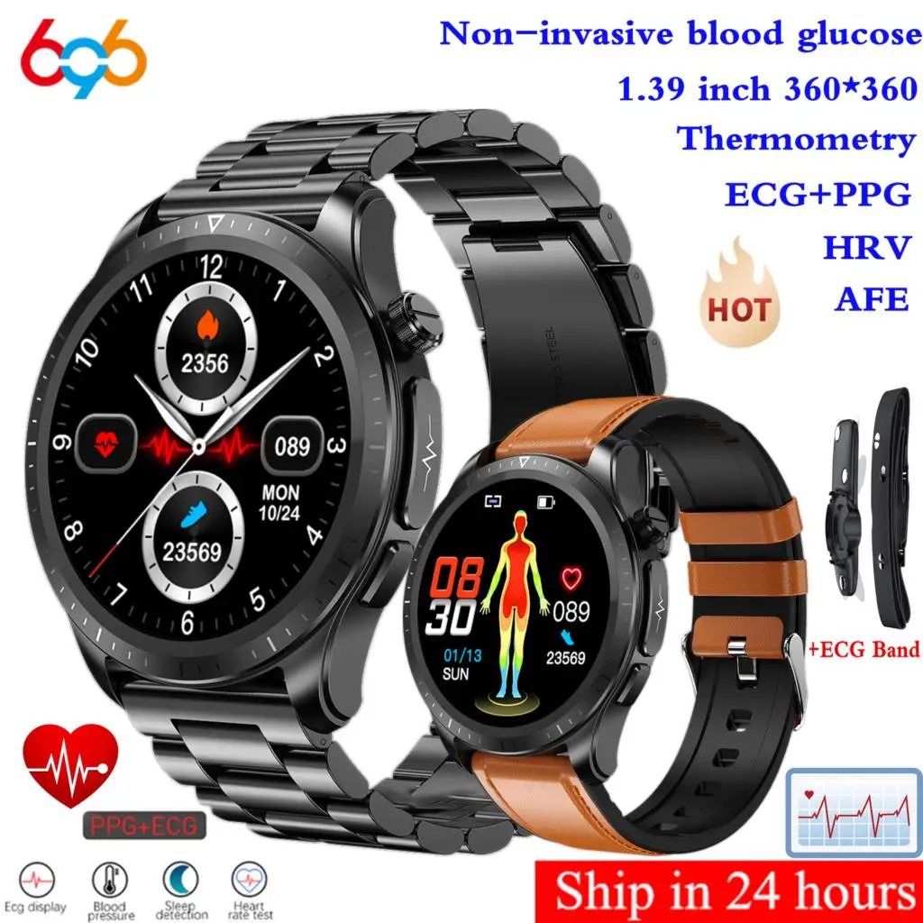 

2023 E420 Smartwatch ECG PPG AFE HRV Blood Sugar Blood Pressure Oxygen Body Temperature Monitor IP68 Waterproof Smart Watch Men