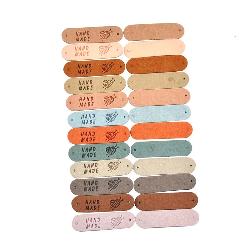 20Pcs 4.5x1.2cm 15color Heart Embossed Leather Labels Sewing Garment Accessories Clothes Tags Handmade Material DIY Crafts C4017