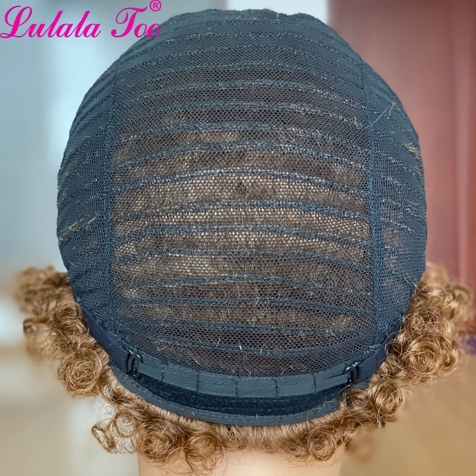 Short Afro Kinky Curly Wig Pixie Cut Wigs Brazilian Remy Hair Afro Puff Human Hair Wigs For Women Full Mahine Made