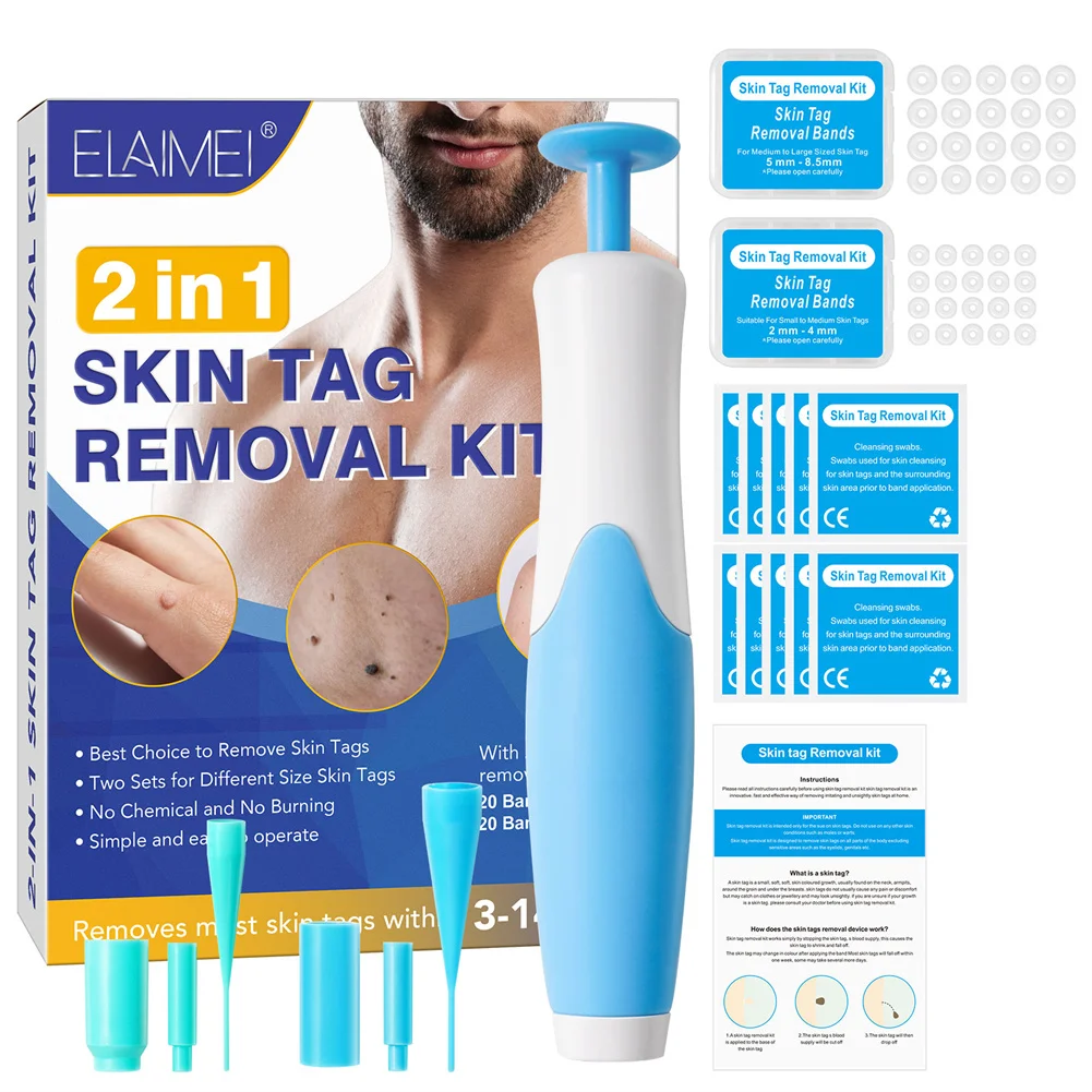 Double Head Auto Skin Tag Remover Painless Mole Wart Remover Skin Tag Removal Kit With Cleansing Swabs Skin Care Beauty Tool