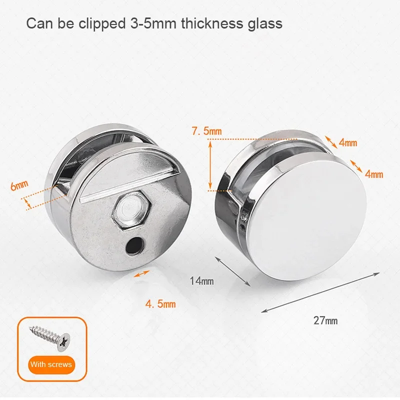 Glass Shelf Clamp Holder Glass Fasteners 4 Pcs Glass Clamp Bathroom Mirror Clips Zinc Alloy Glass Clip Shelf Support Brackets Holder JDH99
