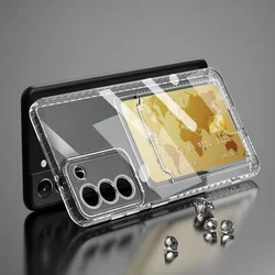 Clear Back Cover Phone Case with Card Slot Holder for Samsung Galaxy S25 Series (Clear)