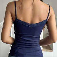 Débardeur en dentelle pour femmes, nouvelle mode d'été, sans manches, dos ouvert, coupe basse, côtelé, débardeur court, 2025 3