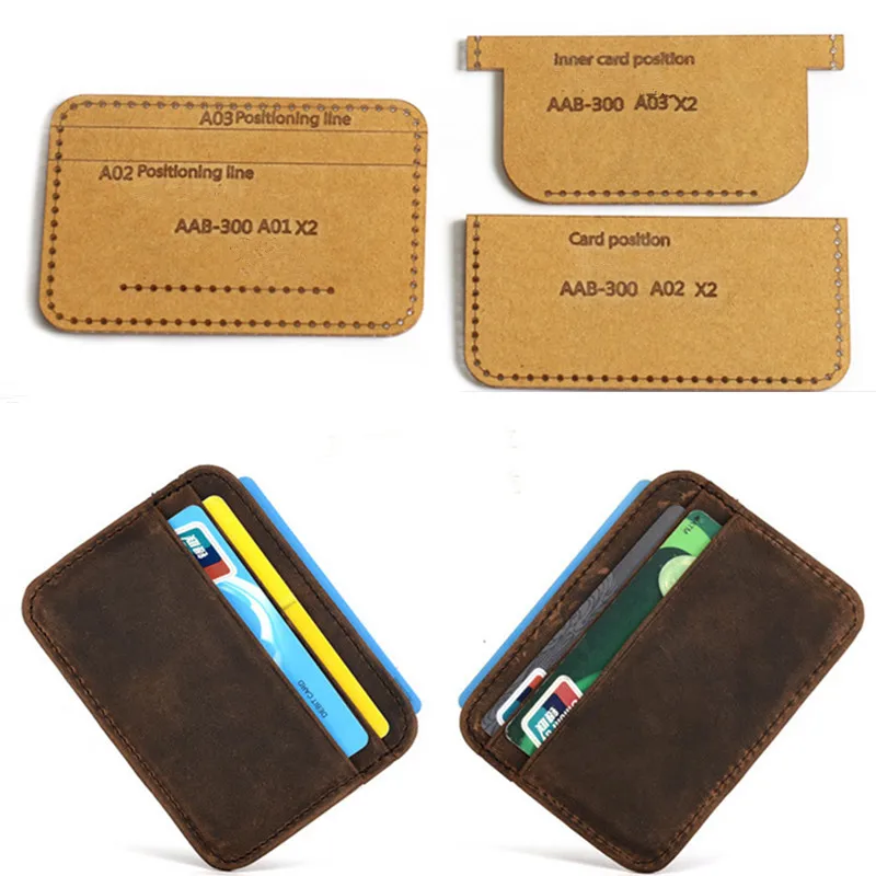 DIY Leather Handmade Card Holder Double Coin Card Storage Bag Sewing Pattern 1 Set 7*10*0.5cm