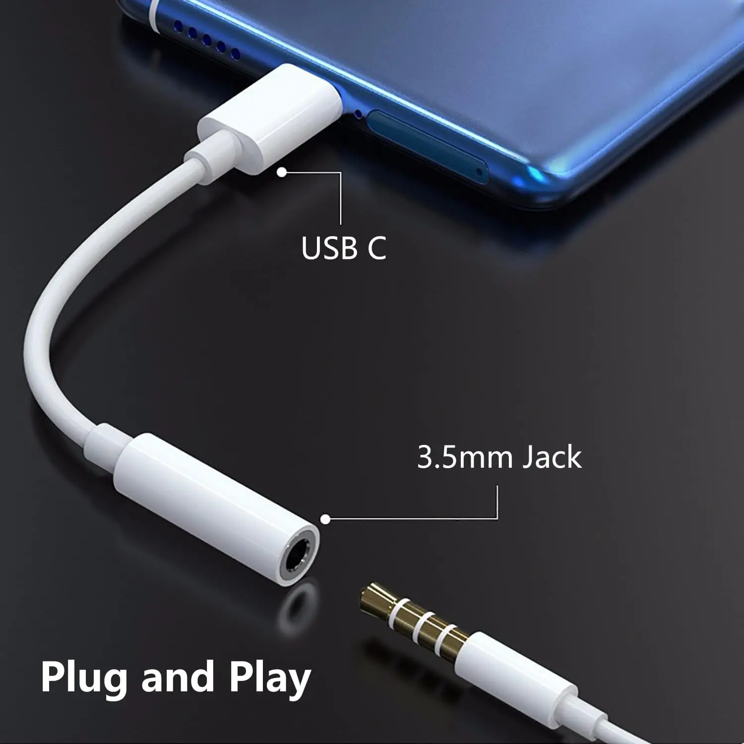 USB-C to 3.5mm 헤드폰 잭 어댑터, 아이폰 16/15 Pro, 삼성 갤럭시 S25/S24/S23, 아이패드 프로용 오디오 Aux 동글, DAC 컨버터