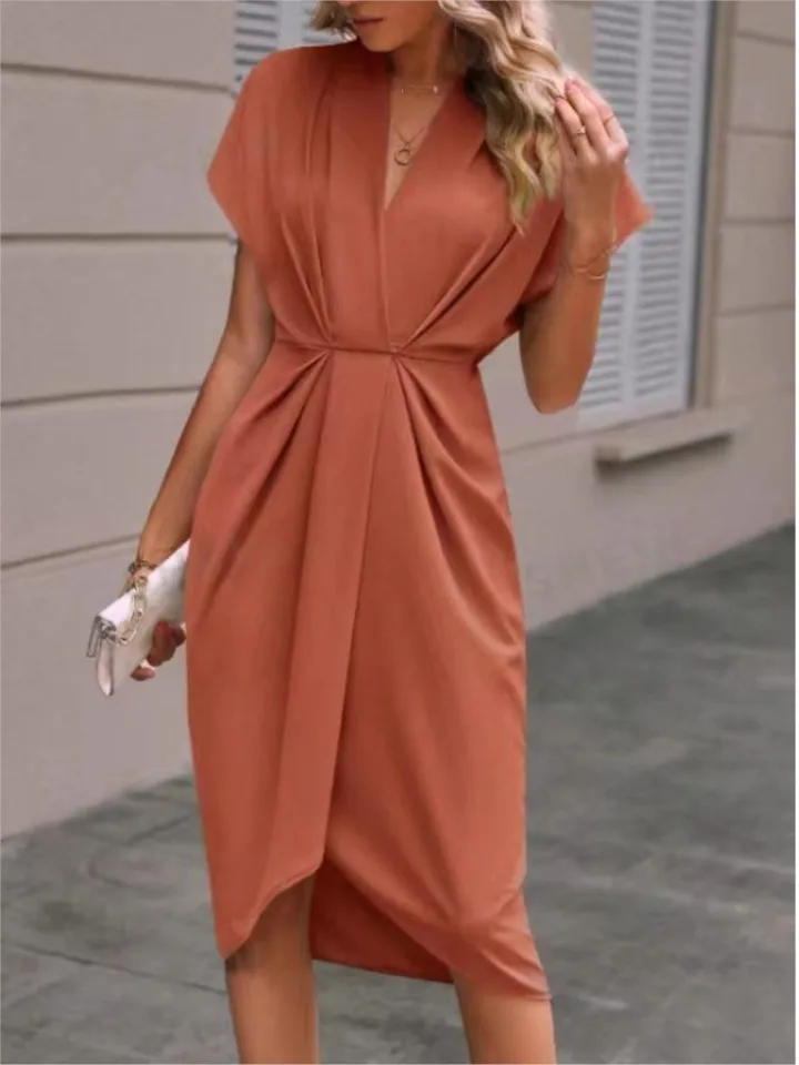 Hanna Nikole Dames grote maat chiffon cape cocktailjurk knielange avondjurk met overlay, Rose paars, S
