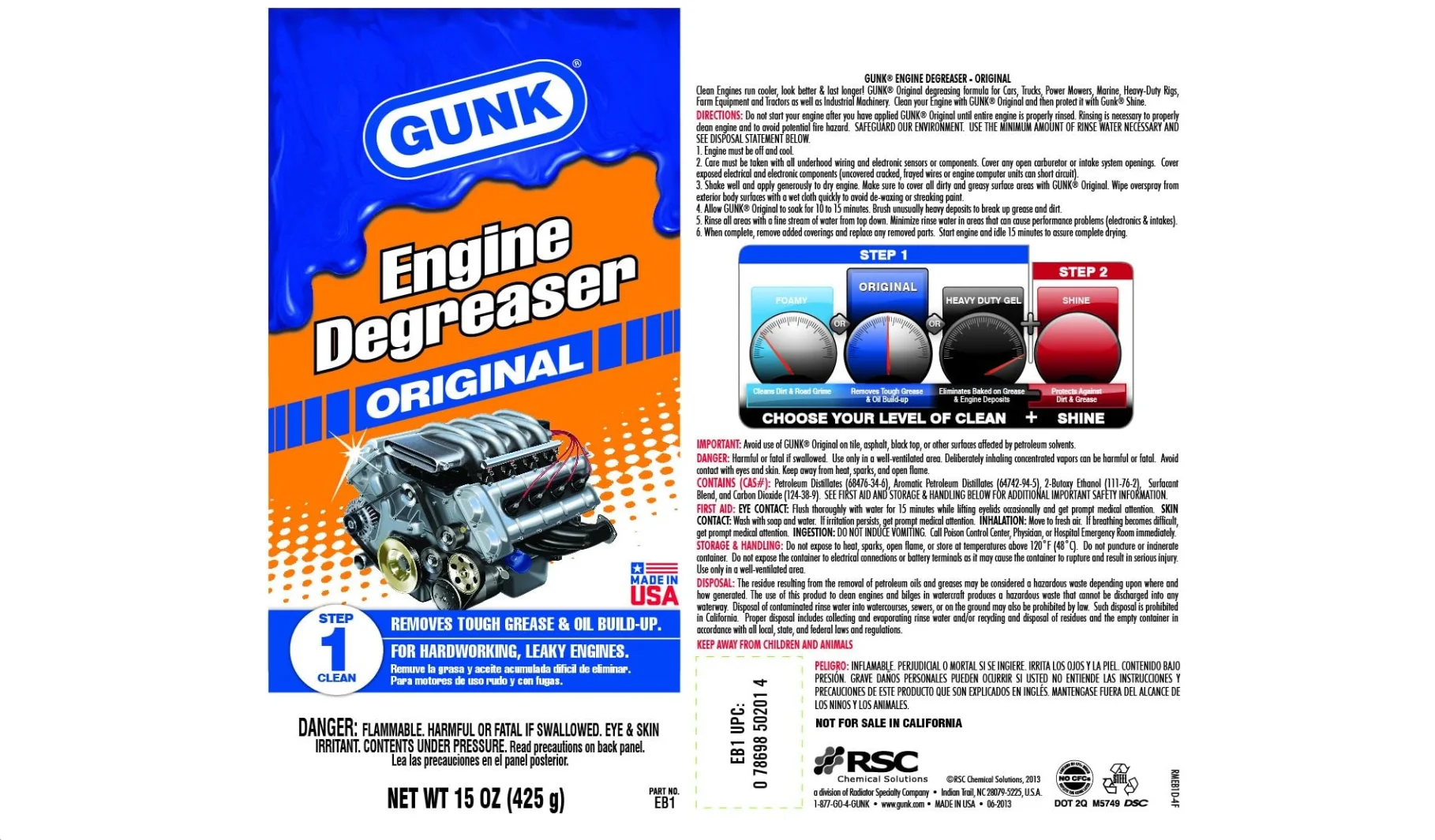 Gunk EB1-12PK 'Original Engine Brite' Engine Degreaser-15 oz., (Case of 12)