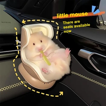 Hamster Car Seat Vent Clip Adorable Miniature Pet Model Safe Driving Accessories Cute Mouse Decor for Dashboard Gift Idea