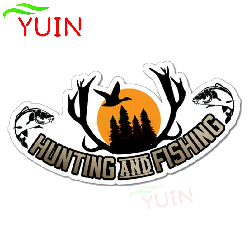 

Personality Funny Hunting And Fishing Car Sticker Fashion Accessories PVC Bumper Decoration Waterproof High Quality Decal 15*8cm