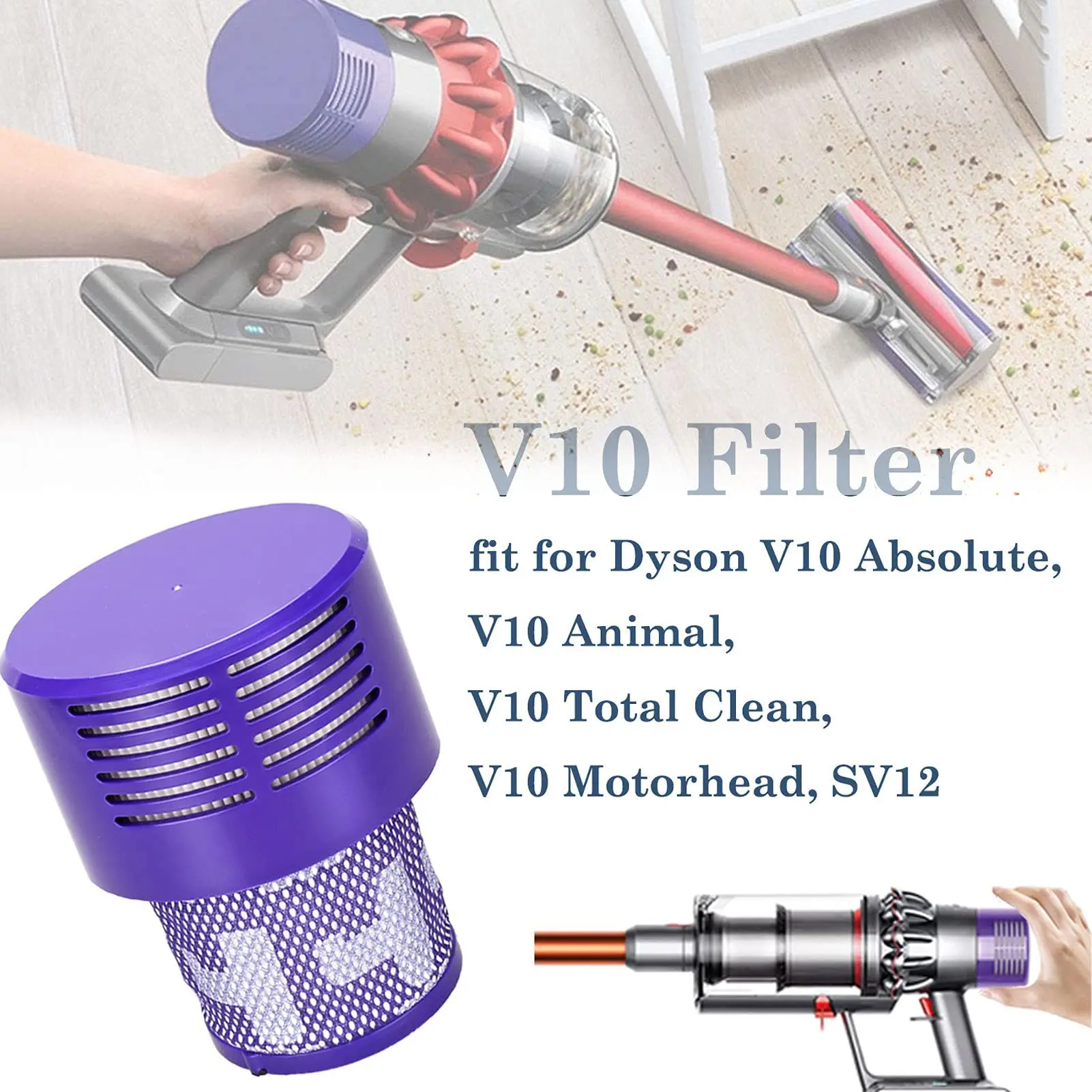For Dyson v10 Replacement Parts Handheld Cyclone Vacuum Cleaner HEPA Filtre  Dyson v10 SV12 Washable Dyson v10 Filter Accessories - AliExpress
