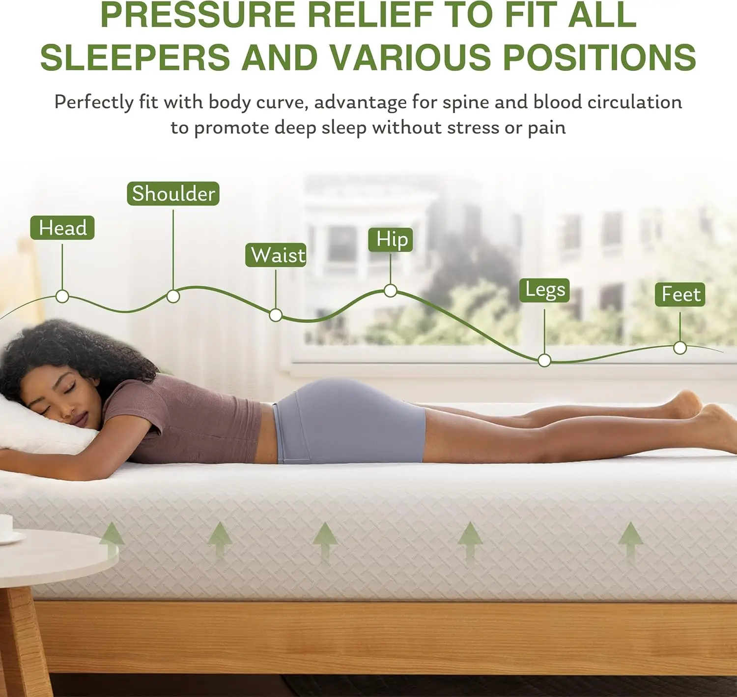 6 Inch Twin Mattress for Kids, Memory Foam Mattress with Cooling Green Tea Gel, Relieve Pressure with Medium Firm Support