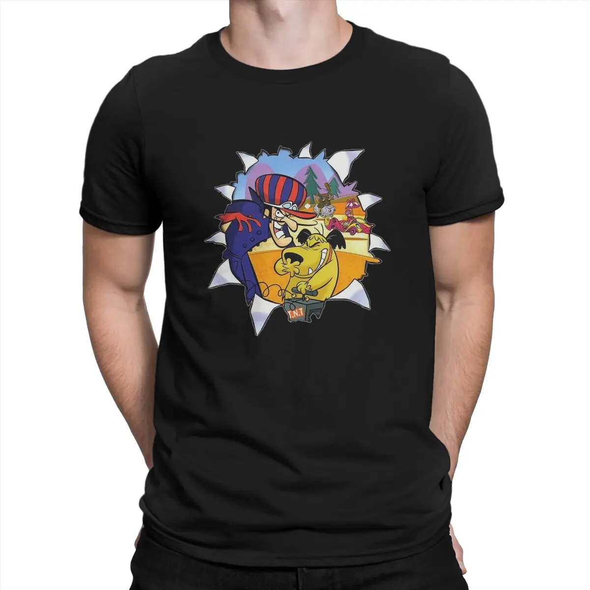 Wacky Races 1968 Anime Tv Series Hecho En Trulala Tshirt Homme Streetwear Blusas T Shirt Da Uomo
