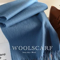 Knitted Scarf Women 100% Wool Winter Warm Scarves Bright Solid Color Design Thickened Shawl Soft Cashmere Pashmina Neck 2025 NEW - Image 3