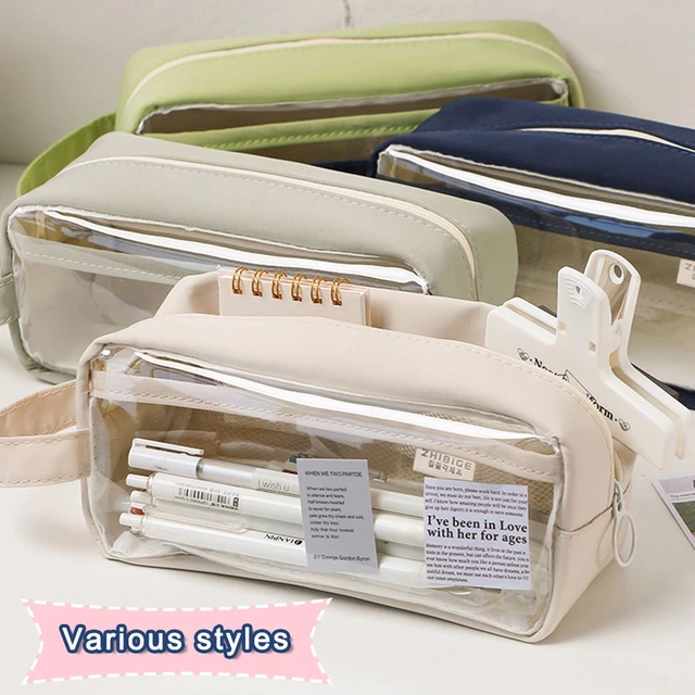 Transparent Pvc Pencil Bag Japanese Style Stationery Storage