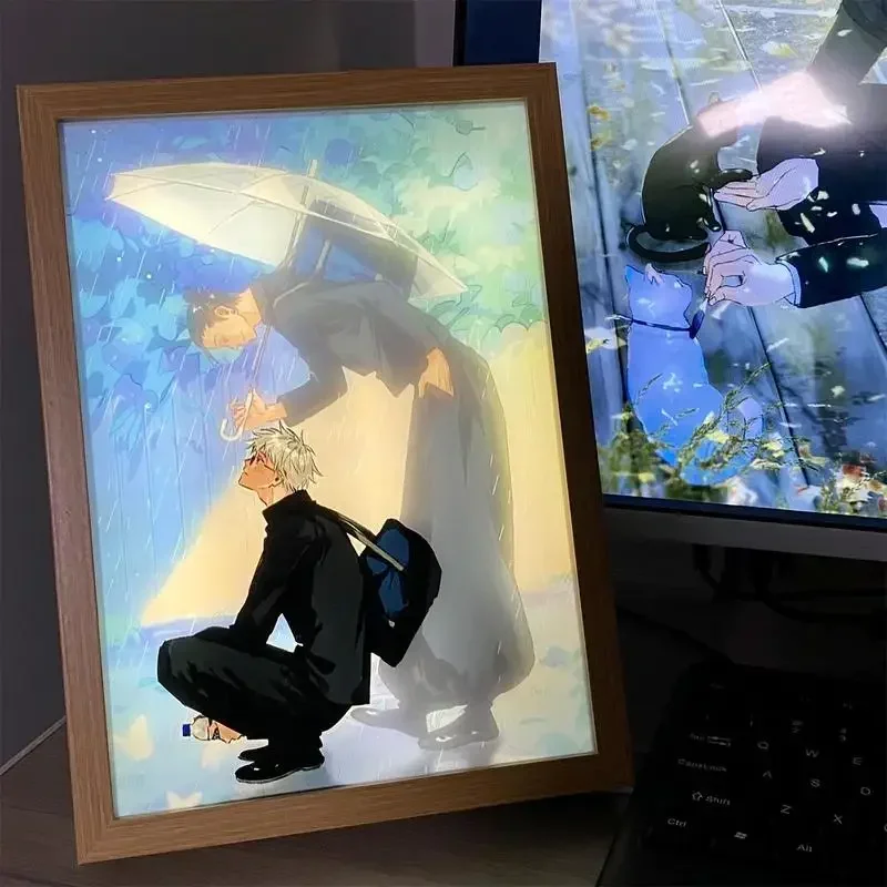 

Фигурка аниме «годзё», светодиодная подсветка, мультяшная фотография, декор для комнаты, трехцветная рамка для детей