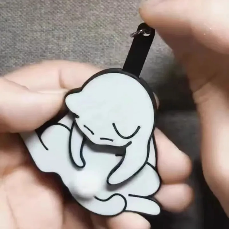 Creative Pull Play Egg Cat Keychain Pendant Cute and Funny Rotatable Acrylic Hanging Ornaments Bag Pendant for Gifts 2025 HOT 5