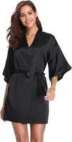 Womens Kimono Robes Dressing Gown Satin Bathrobe Nightdress Short Style Bridal Robe - Image 6