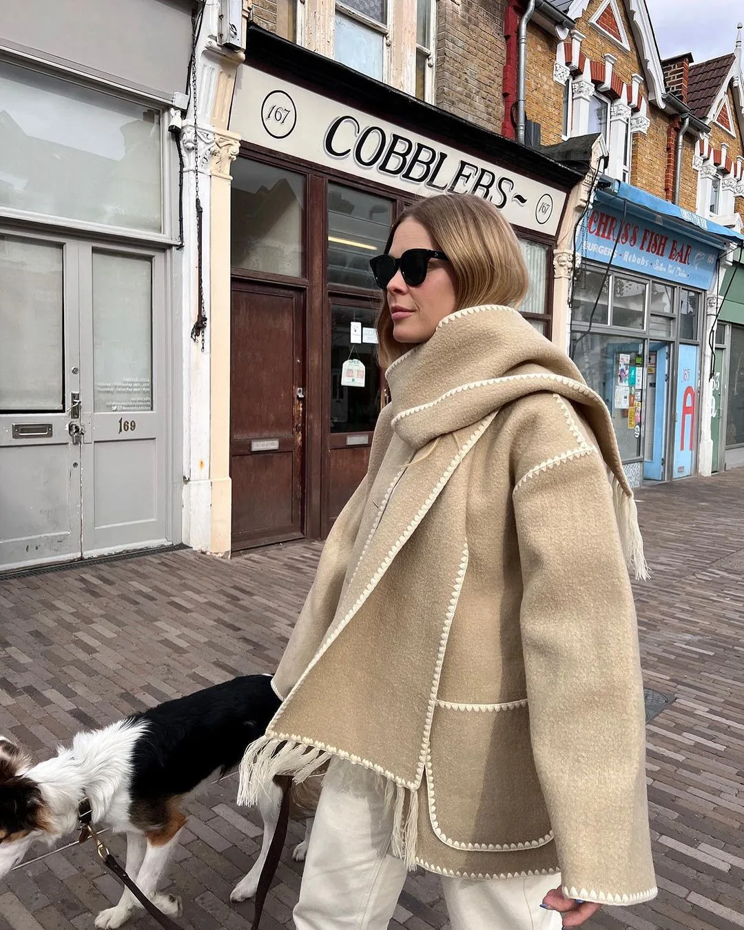 Women's Autumn Fashion Pocket Woolen Scarf Coat Casual Style Blast Street Loose Fit