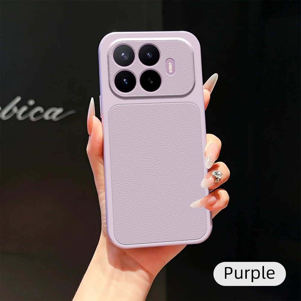 Luxury Leather Back Case with Lens Protection - Elegant Matte Finish