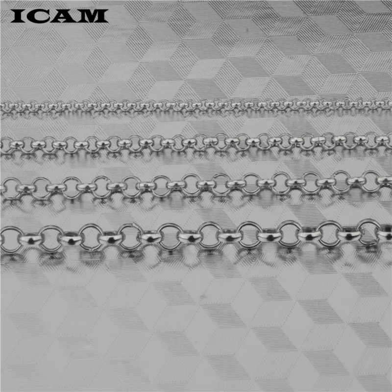 

Мужское ожерелье ICAM из нержавеющей стали, цепь с круглыми звеньями серебристого цвета, чокер длиной 24 дюйма, 2-5 мм