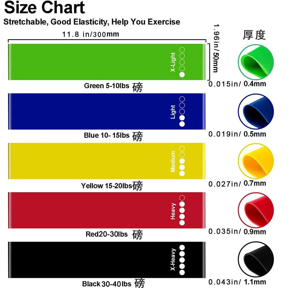 Fascia di resistenza Fascia per esercizi Fasce per esercizi per fitness a casa Stretching Allenamento per la forza Terapia fisica Fascia elastica per allenamento 3