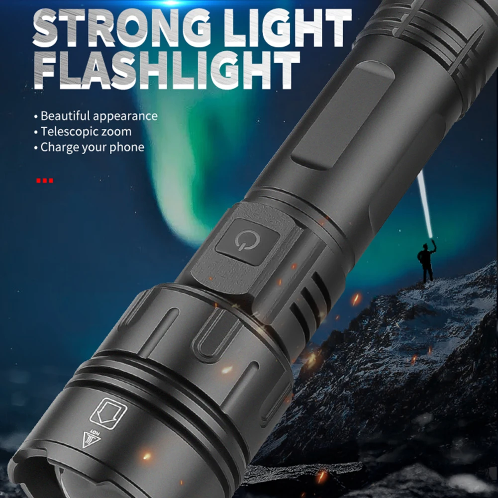 

Powerful Flash Light 7 Levels IPX4 Waterproof Telescopic Zoom Rechargeable Handheld Emergency Flashlights (17.3 x 4.7 x 3.5CM)