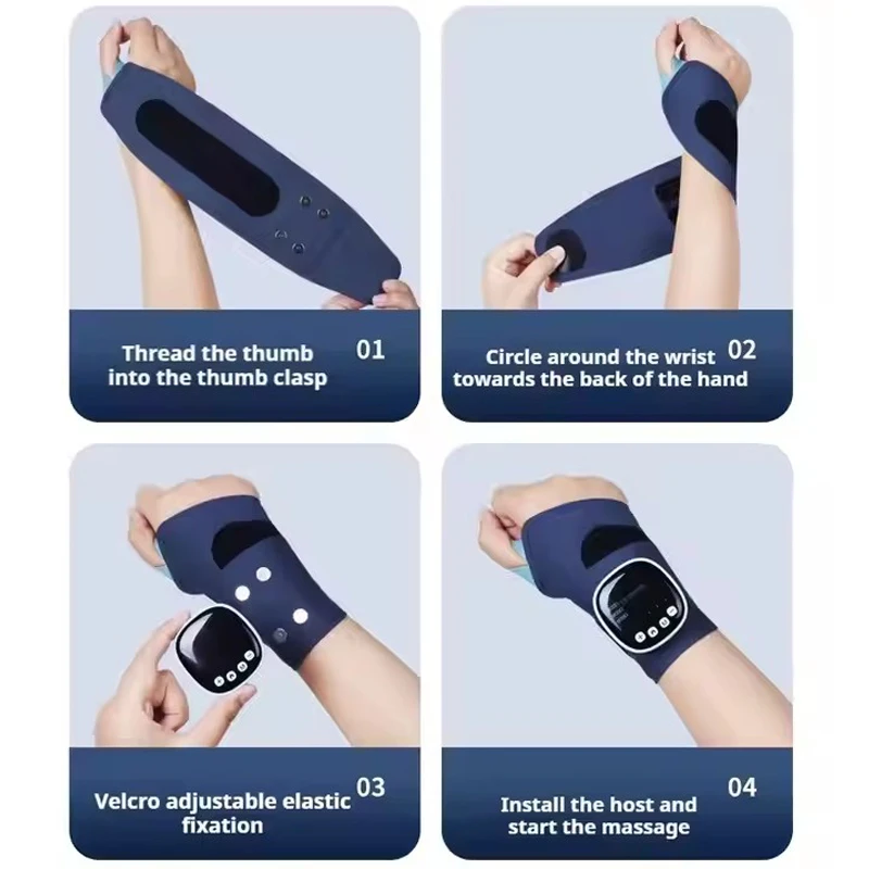 Cordless Wrist Massager with Heat USB Rechargeable Warm Pad Wrist Brace Wrap with Massage for Wrist Carpal Tunnel Fatigue Relief